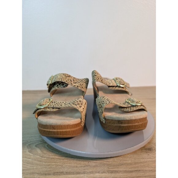 Dansko Women’s Sophie Slide Sandal Clog size 39 US 8.5-9 Gold Animal Print - Picture 2 of 10